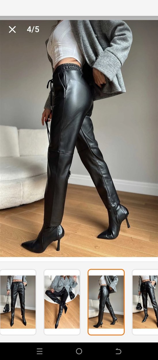 Kadın Siyah Deri Pantolon - Görsel 2