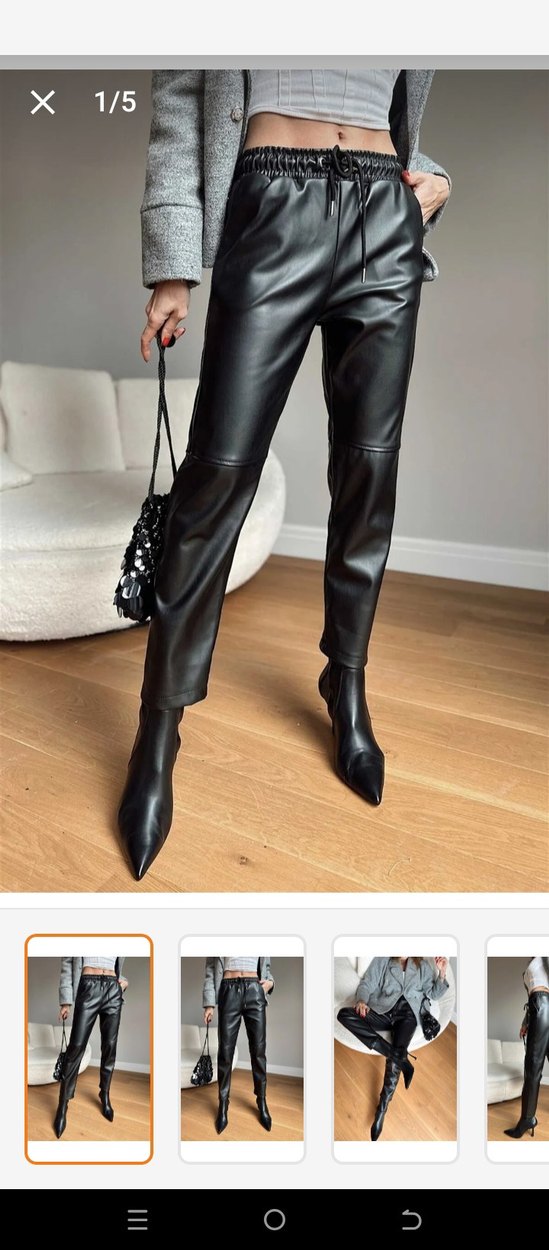 Kadın Siyah Deri Pantolon - Görsel 3