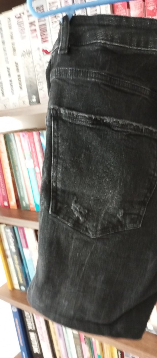 Siyah, Gevşek Kesim, Tokalı Kadın Kot şort - Görsel 2