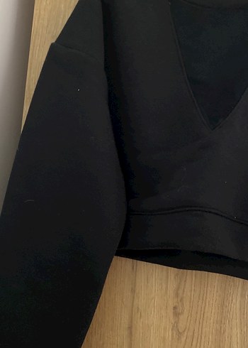 Diğer Siyah V Yaka Kadın Sweatshirt