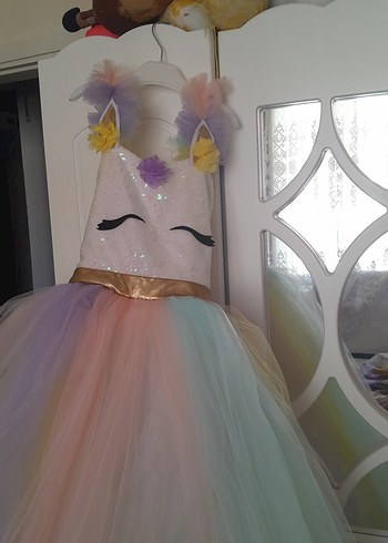 8 Yaş Beden Kız Çocuk Pastel Renkli Bohem Elbise