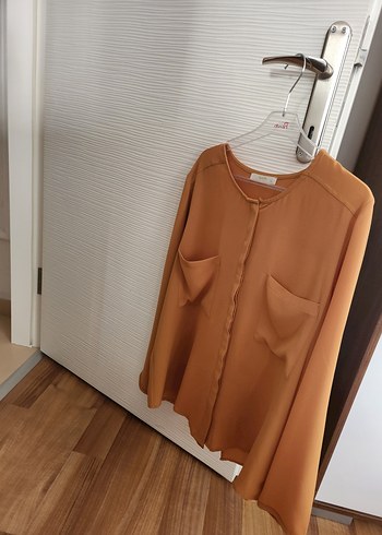 Hardal rengi GUSTO Kadın Salaş Uzun Kollu Gömlek - Görsel 2