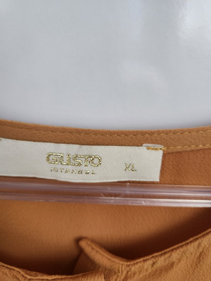 Hardal rengi GUSTO Kadın Salaş Uzun Kollu Gömlek - Görsel 4