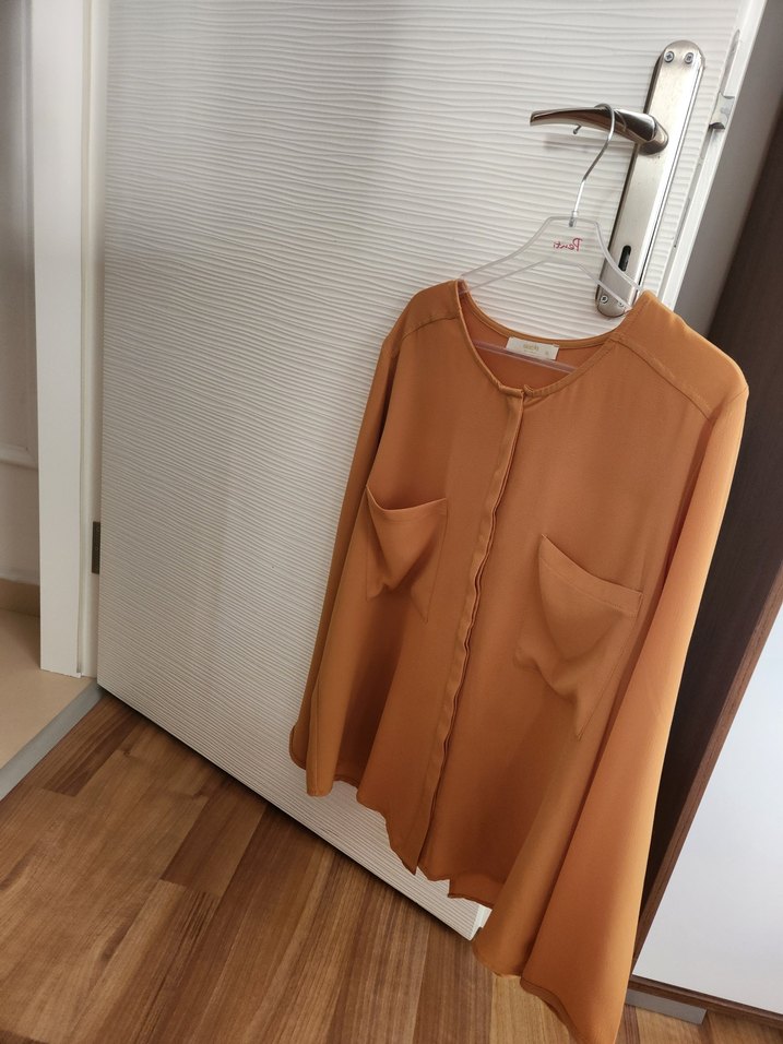 Hardal rengi GUSTO Kadın Salaş Uzun Kollu Gömlek - Görsel 2