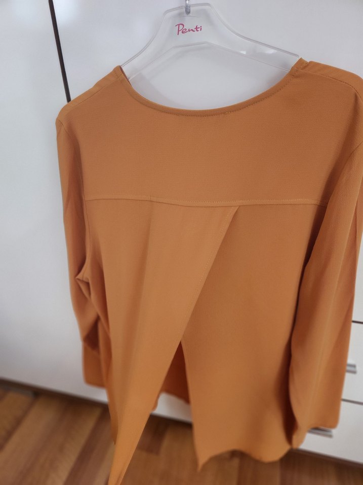 Hardal rengi GUSTO Kadın Salaş Uzun Kollu Gömlek - Görsel 3