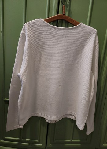 Beyaz Fermuarlı Kadın Keten Hırka - Görsel 4