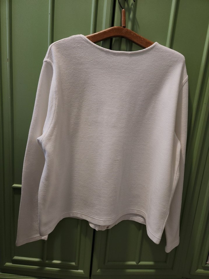 Beyaz Fermuarlı Kadın Keten Hırka - Görsel 4