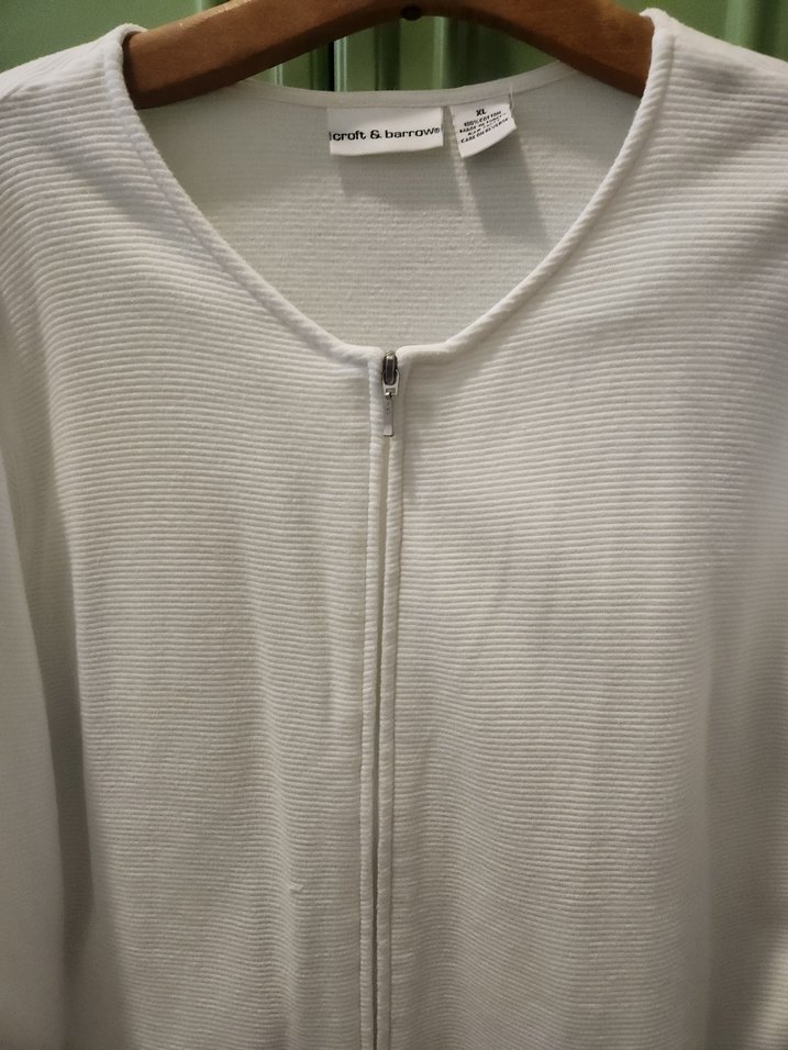 Beyaz Fermuarlı Kadın Keten Hırka - Görsel 2