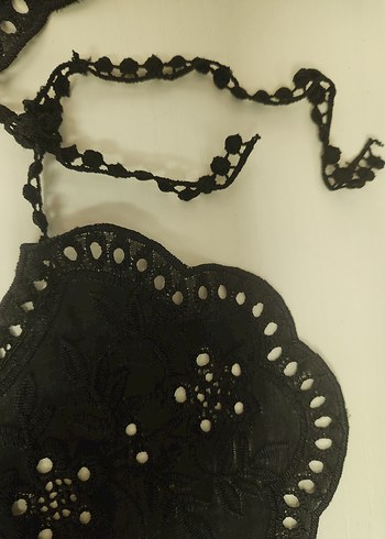 Nakışlı Siyah Seyyar Yaka (yakalık) - Görsel 4