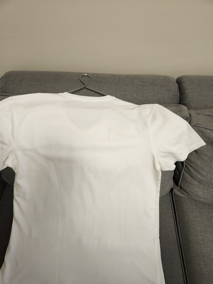 ERKEK Beyaz V Yaka Kısa Kollu Pamuk ZARA Tişört - Görsel 3