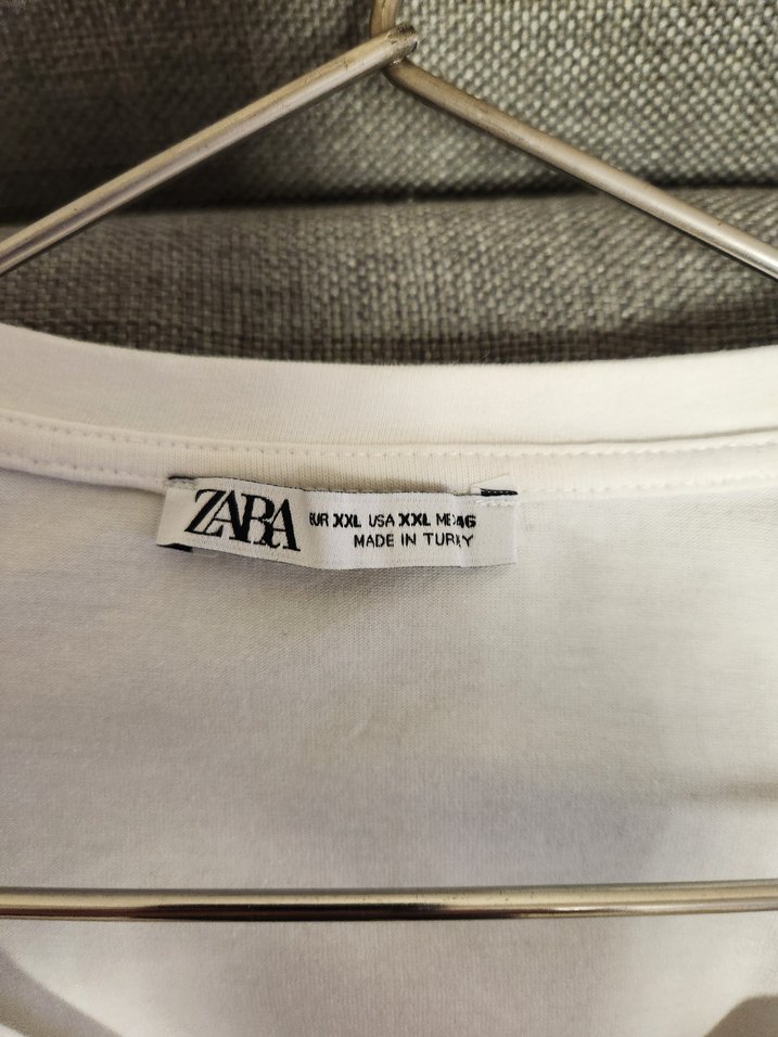 ERKEK Beyaz V Yaka Kısa Kollu Pamuk ZARA Tişört - Görsel 5