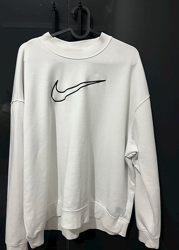 Nike Beyaz Oversize Kadın nike kapüşonsuz Sweatshirt