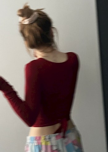 Diğer Bordo V Yaka merli bağlamalı Kadın Bluz