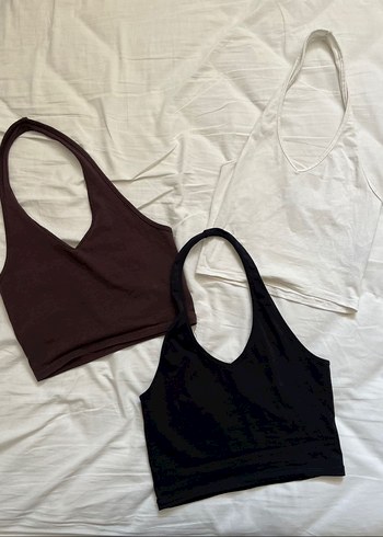 h&m halter yaka siyah beyaz crop