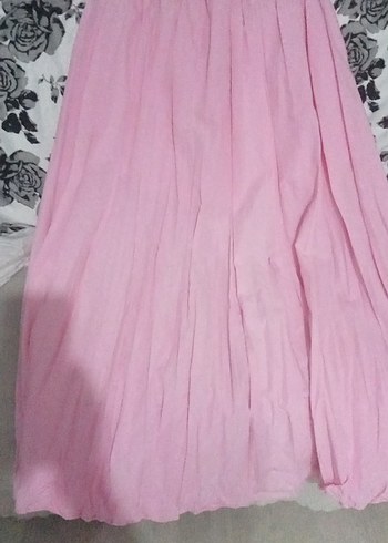 Pembe Pilili Uzun Bohem Etek