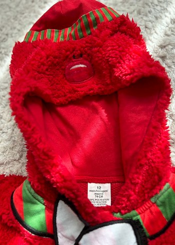 Kürklü Kırmızı Bebek Tulum - Görsel 3