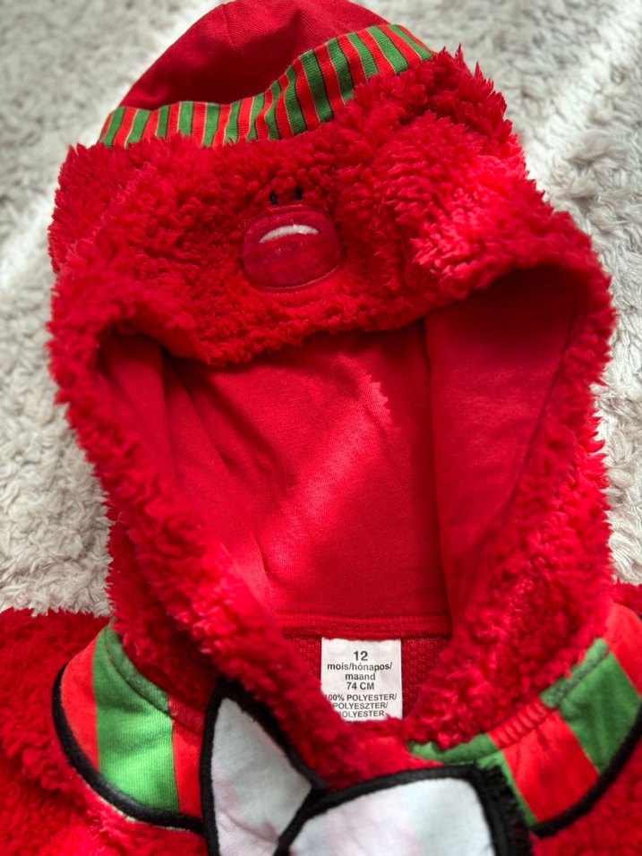 Kürklü Kırmızı Bebek Tulum - Görsel 3