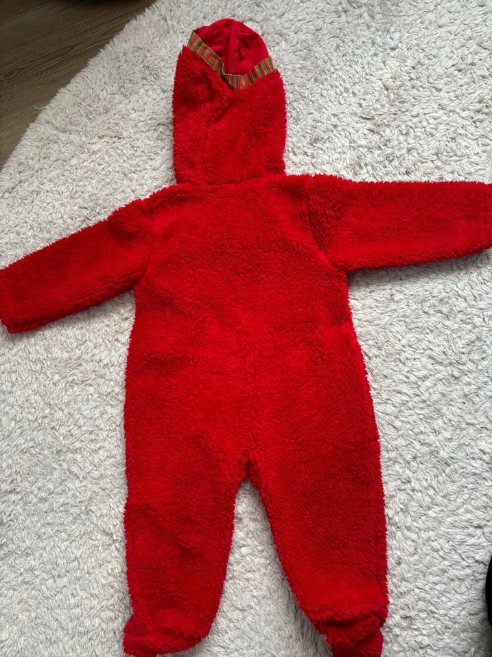 Kürklü Kırmızı Bebek Tulum - Görsel 2