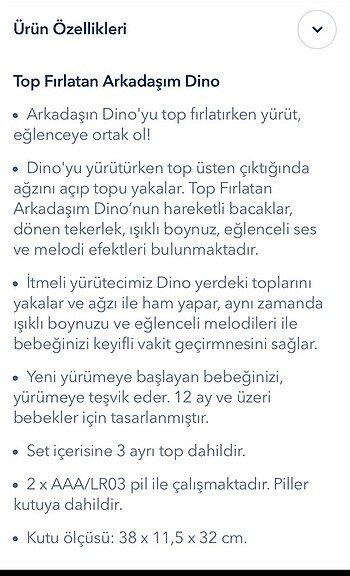  Beden Winfun top fırlatan arkadaşım dino