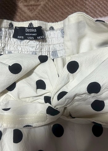 Bershka Puantiye Desenli Straplez Tulum