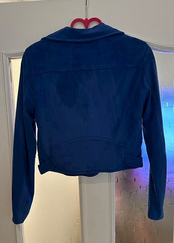 Bershka Mavi Süet Deri Ceket