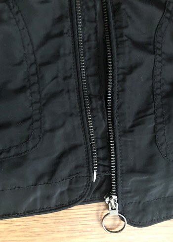 Fermuarlı Siyah Kadın yağmurluk M - Görsel 4