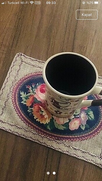 Beden Sehpa örtüsü 45 cm ve 2 bardak altlığı