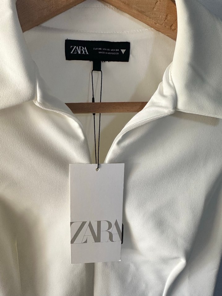 Zara Beyaz Kısa Kollu Kadın Şortlu Elbise - Görsel 5