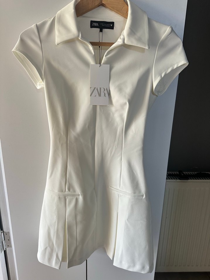 Zara Beyaz Kısa Kollu Kadın Şortlu Elbise - Görsel 3