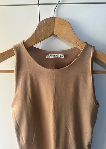 Stradivarius Bej Sade Yüksek Yakalı Body - Görsel 3