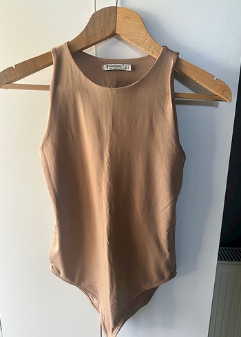 Stradivarius Bej Sade Yüksek Yakalı Body - Görsel 6