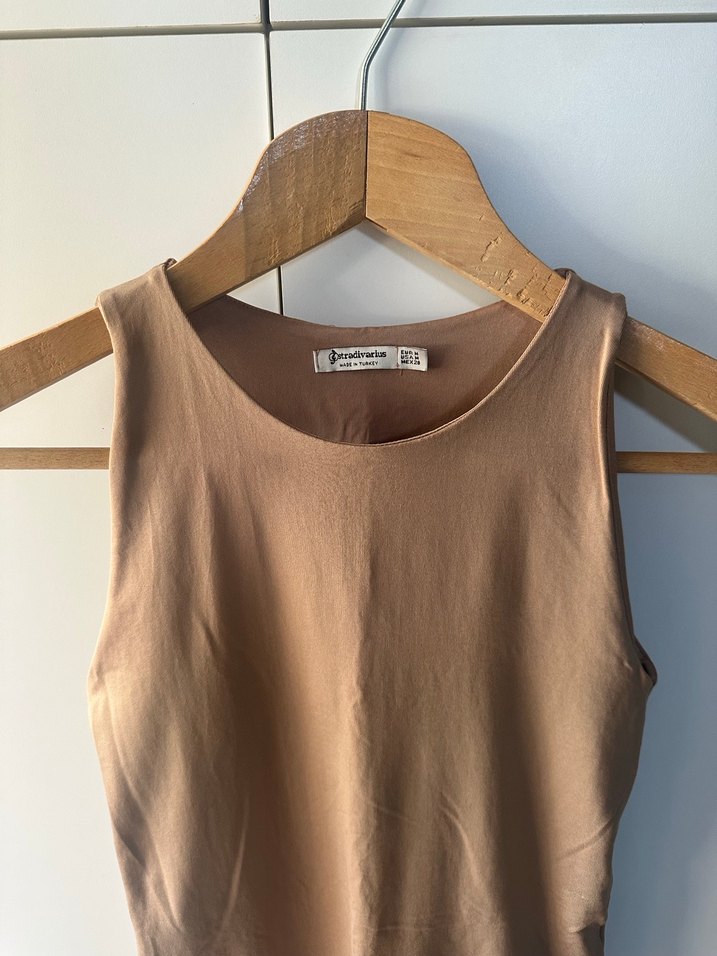 Stradivarius Bej Sade Yüksek Yakalı Body - Görsel 3