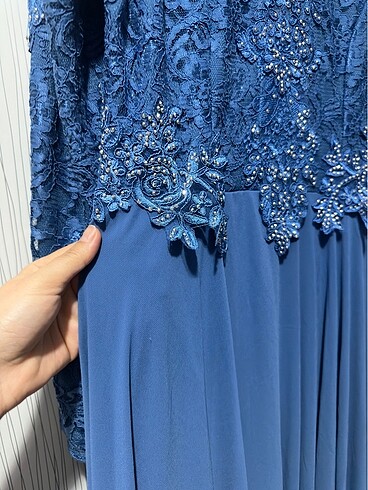 Mavi renk tesettür abiye - Görsel 5