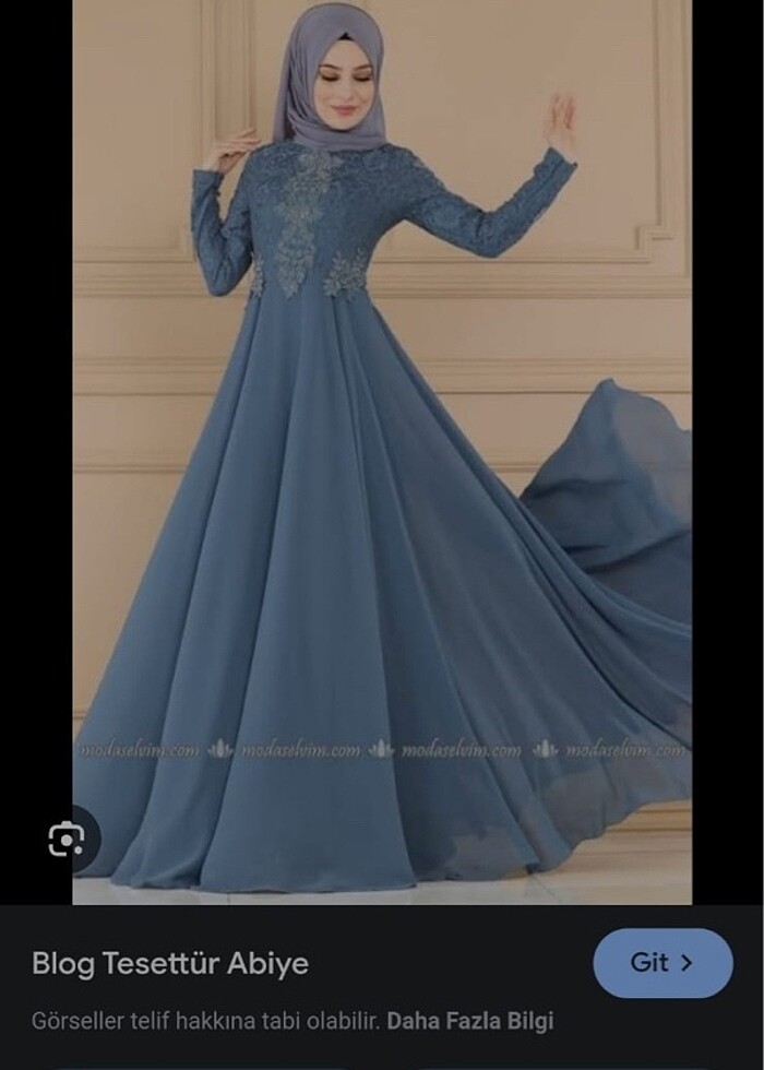 Mavi renk tesettür abiye - Görsel 2