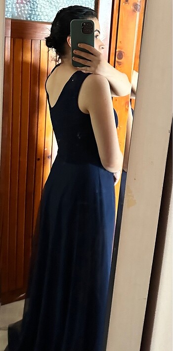 Lacivert abiye elbise - Görsel 4