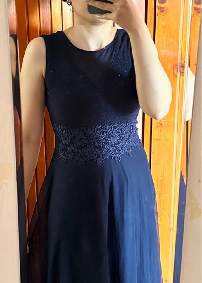 Lacivert abiye elbise - Görsel 5