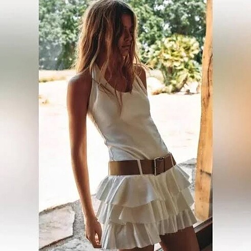 m Beden Zara kemerli volanlı şortlu elbise