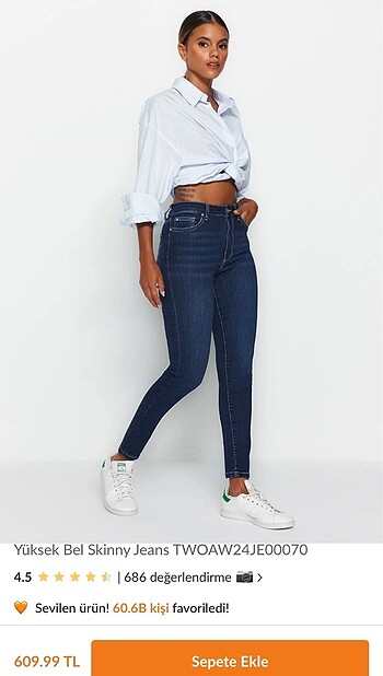 Koyu Mavi Yüksek Bel Skinny Jean
