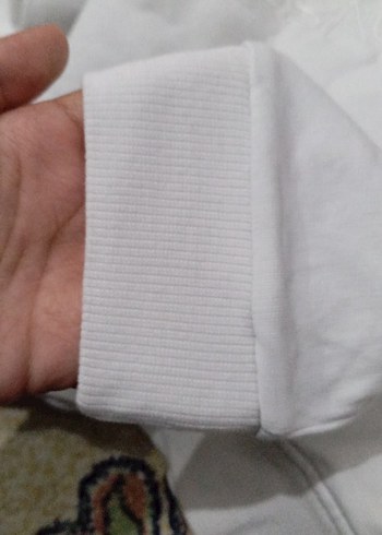 m Beden beyaz Renk Beyaz kadın Sweatshirt, Yuvarlak Yaka, Rahat Kesim