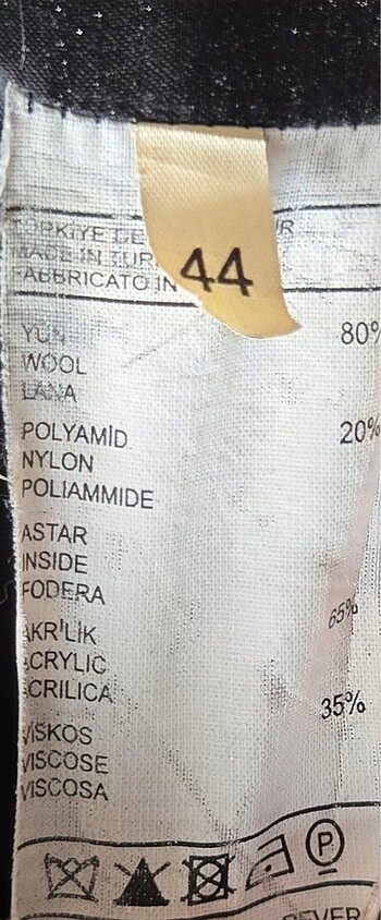 44 Beden siyah Renk Benetton yun manto