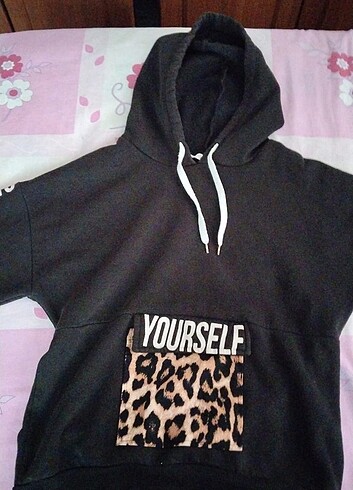 Siyah leopar cepli sweatshirt 
