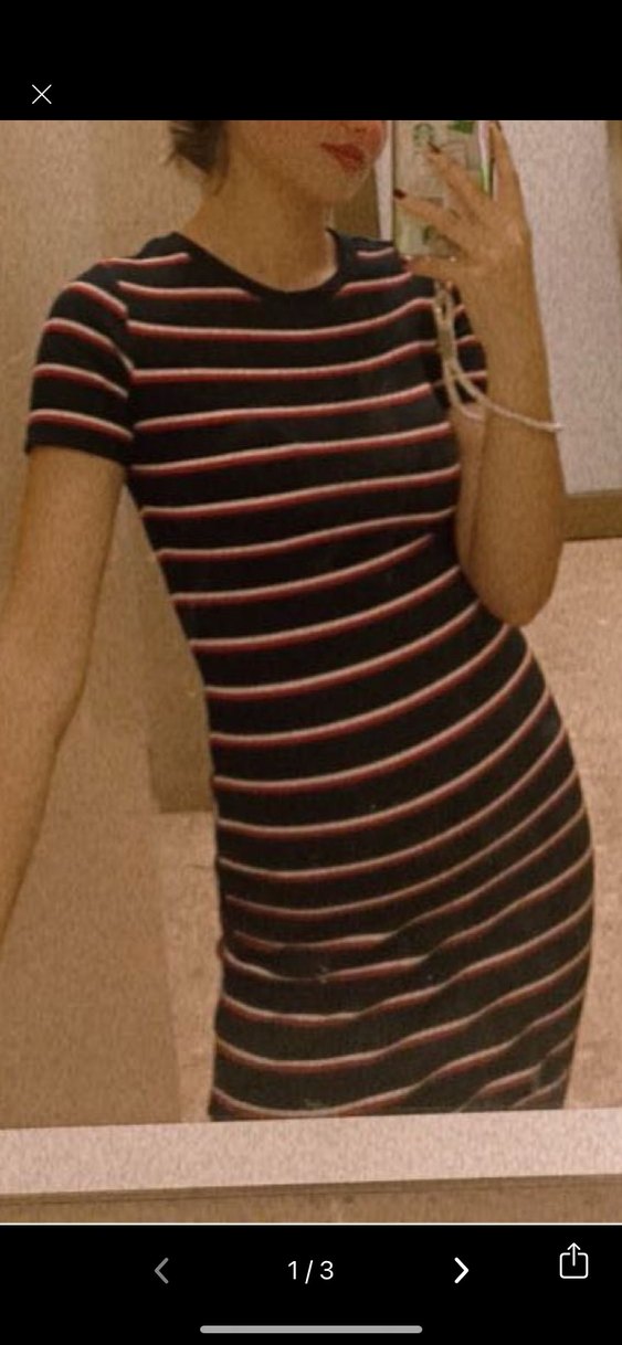 Çizgili Kısa Kollu Hamile Tişörtü - Görsel 2