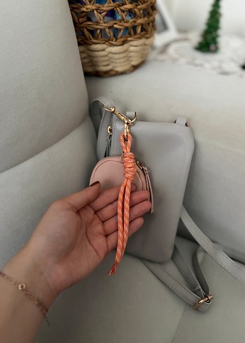 Gri Deri Püsküllü Kadın Çapraz Çanta - Görsel 4