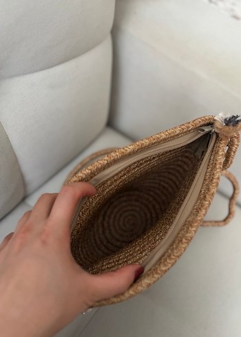 Boncuk Detaylı Bej Örgü Kadın Çanta - Görsel 3