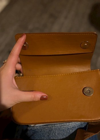 Kahverengi Deri Tokalı Kadın Çanta - Görsel 4