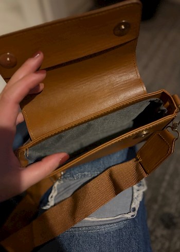 Kahverengi Deri Tokalı Kadın Çanta - Görsel 5