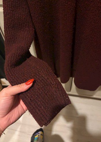 Bordo Balıkçı Yaka Örgü Kadın Kazak - Görsel 2