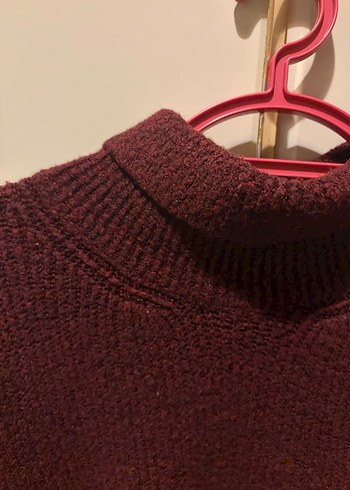 Bordo Balıkçı Yaka Örgü Kadın Kazak - Görsel 3