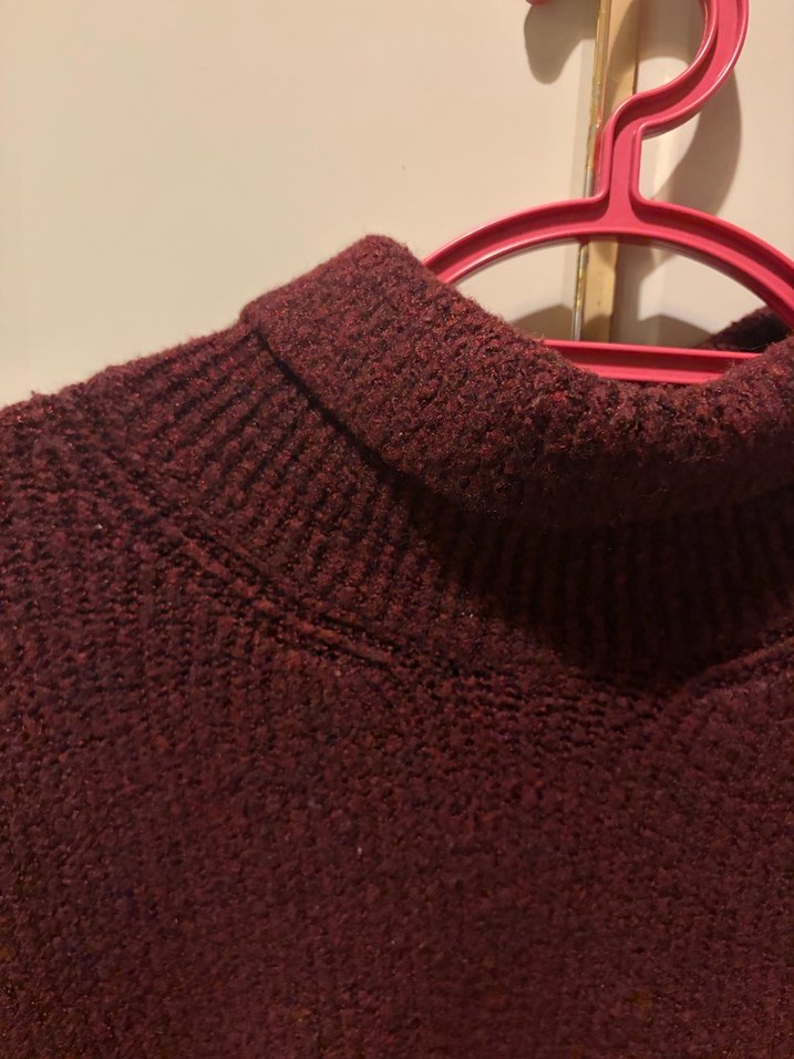 Bordo Balıkçı Yaka Örgü Kadın Kazak - Görsel 3