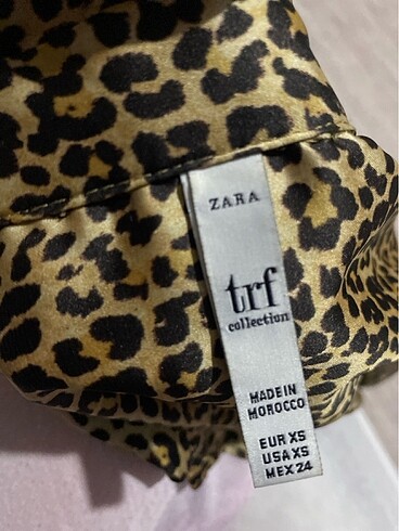 xs Beden Zara saten leopar gömlek